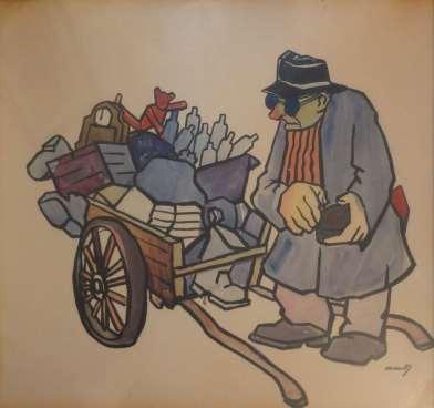 GeorgeCamitz, tusch-akvarell, 38 x 40 cm.