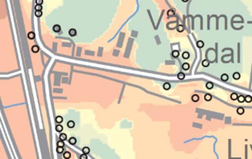 Kållered centrum Sida 4 1215-213 Mölndals stad 2016-01-27 Figur 2. Till vänster en geologisk karta visande att området till stor del består av glacial fin- och grovlera.