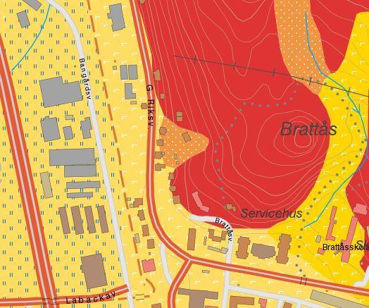 Jorden i området utgörs i huvudsak av postglacial lera och jorddjupet är 5 10 m som underlagras av berg. Figur 6.