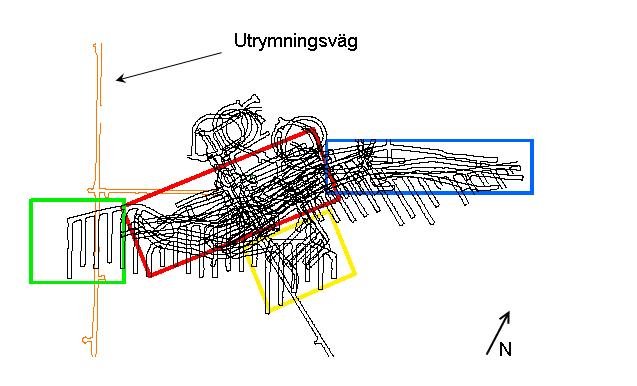 Från nivå 920 m där brytningen påbörjades 2010 utvidgas brytningsområdet västerut och enbart tvärgående orter används längs hela malmkroppen, se Figur 13.