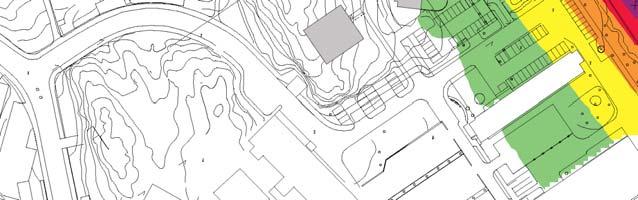8:e våningen 21m över mark Ljudnivåsänkning inom området efter utbyggnad 2m över mark Maximal