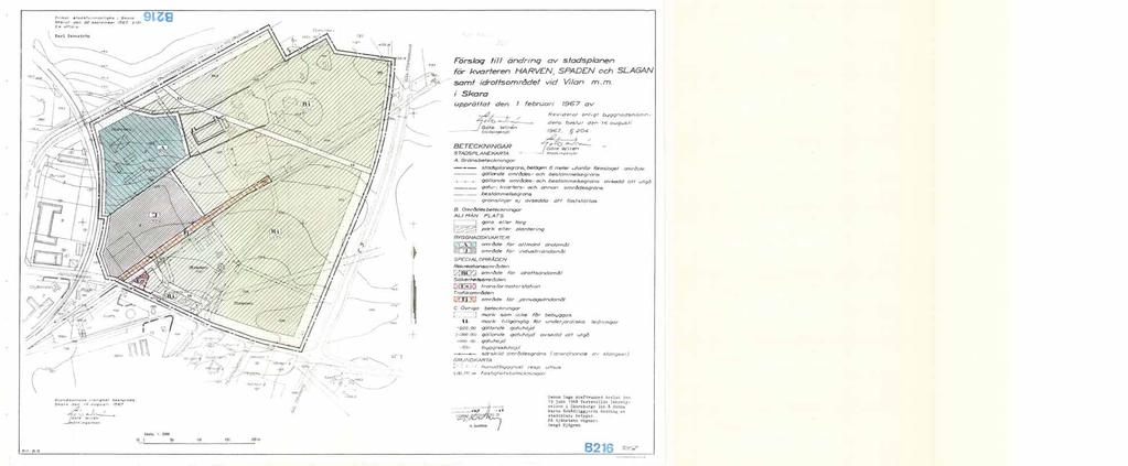I anslutning till planområdet B163 från 1961 - Ändring och utvidgad stadsplan för ÅKERS- BERG, ÅKERSHOLM m.m. B211 från 1967 - Ändring av stadsplanen för kvarteret LIEN.