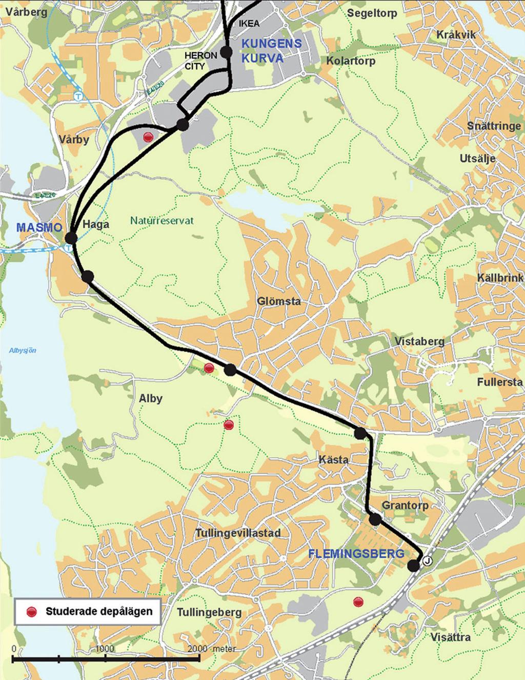 Utformi För bussalterativet studeras främst hur busslijera ka apassas för att skapa bättre kollektivtrafik.