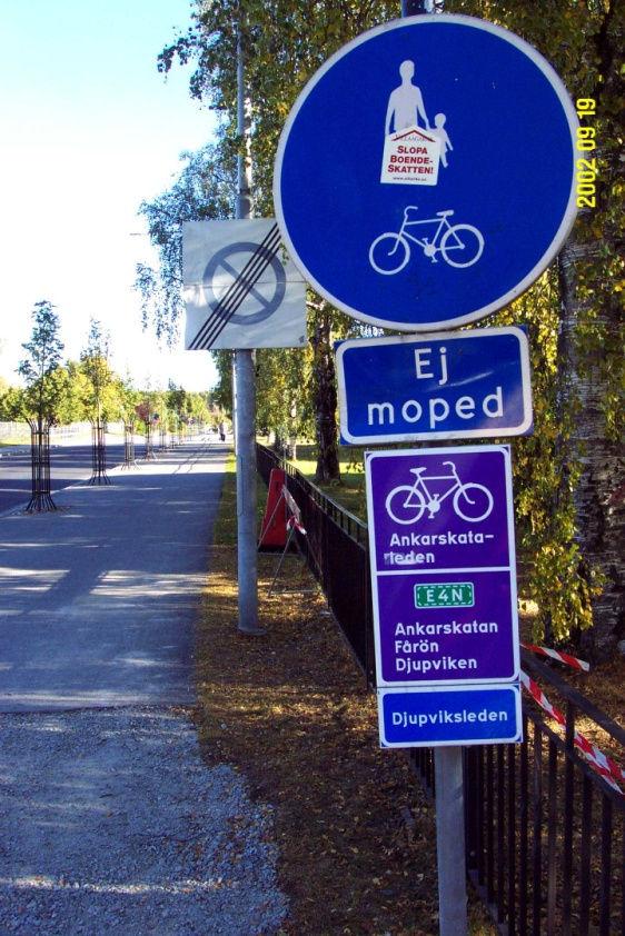 1.2 Vägvisning Om gång- och cykelvägnätet skall nyttjas till annat än till/från arbete och centrum krävs bra vägvisning.