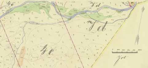 Figur 2. Enligt Erikssons situationsplan hade stigen år 1927 en något annorlunda sträckning än den har idag, den gick då närmare branten. Efter Ullberg 1933: 11.