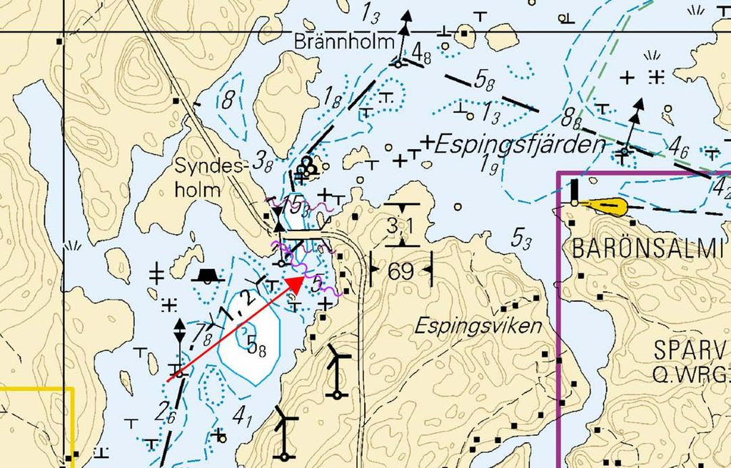 Kuva viitteeksi, karttaotteet ei merikartan mittakaavassa / Bild för referens, kortutdrag inte i sjökortets skala / Image for reference, chart extracts not to scale of chart ( Baltic Connector Oy,