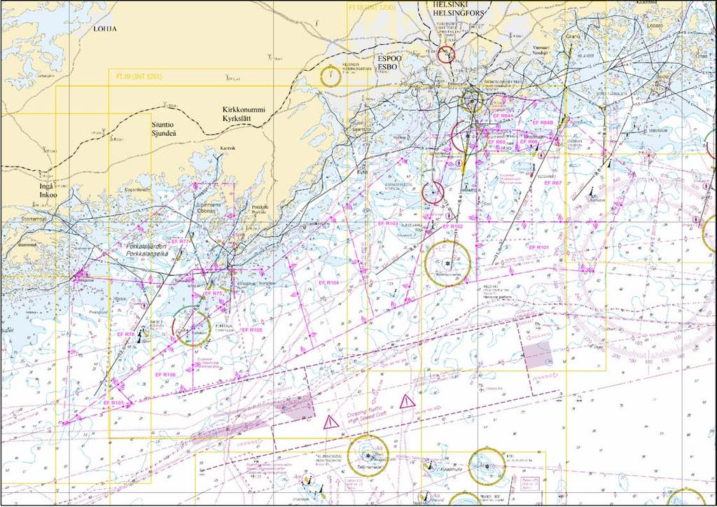 EF R76 Uusi ampuma-alue seuraavien pisteiden välille: Nytt skjutområde mellan New firing practice area (1) 59 44.95'N 23 59.067'E (2) 59 56.00'N 24 00.817'E (3) 59 55.367'N 24 15.517'E (4) 59 56.