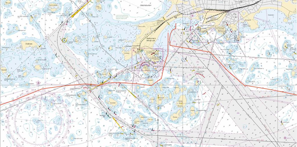 Kuva viitteeksi, karttaotteet ei merikartan mittakaavassa / Bild för referens, kortutdrag inte i sjökortets skala / Image for reference, chart extracts not to scale of chart ( Eastern Light Finland 1