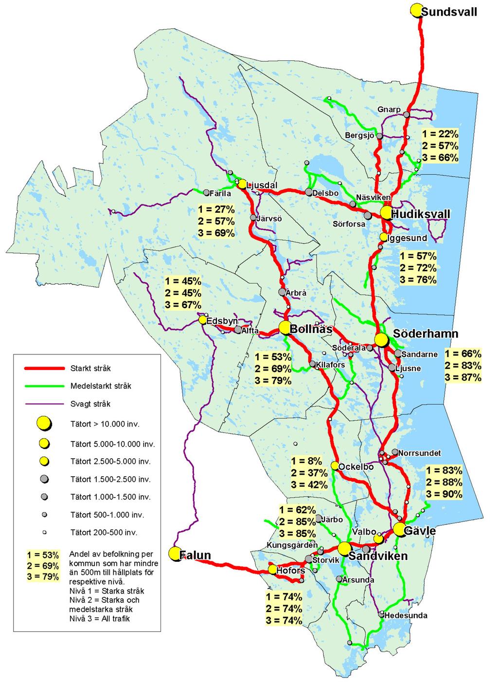 Kollektivtrafikstråk i Gävleborgs län, ur det