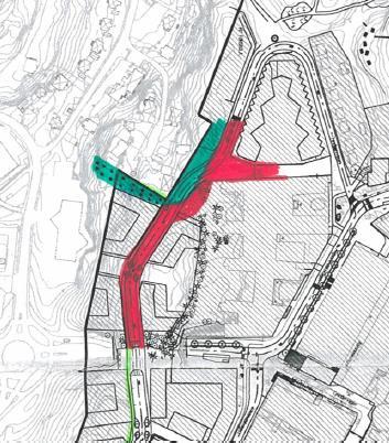 planeras bli en lokalgata med låg hastighet, trädplantering och trottoarer som primärt ska fungera för