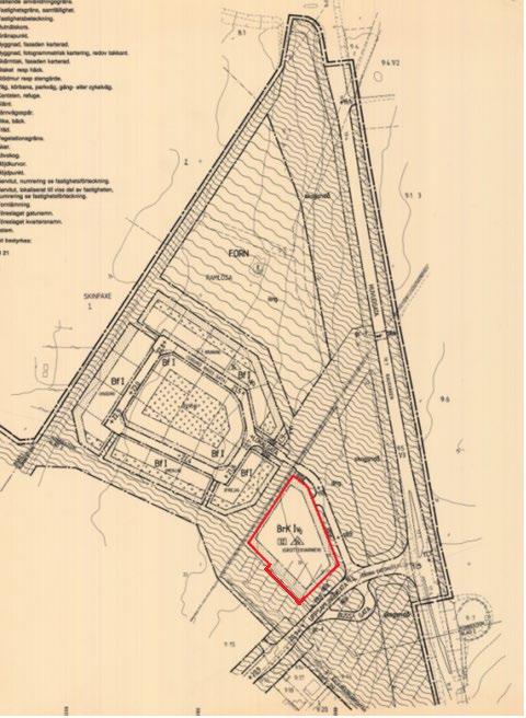 Gällande detaljplan, sida 1 av 3, där planområdet finns.