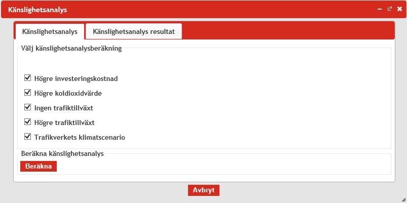 Beräkna känslighetsanalyser Beräkna känslighetsanalys är ett verktyg för att automatiskt beräkna de standardiserade känslighetsanalyser som rekommenderas i ASEK.