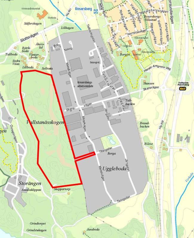 1 BAKGRUND Tyréns akustikavdelning har givits i uppdrag att bedöma spridning av ljud från framtida verksamheter inom planområdet för Västra Rosersberg. Planområdet utgörs idag av skog och träskmark.