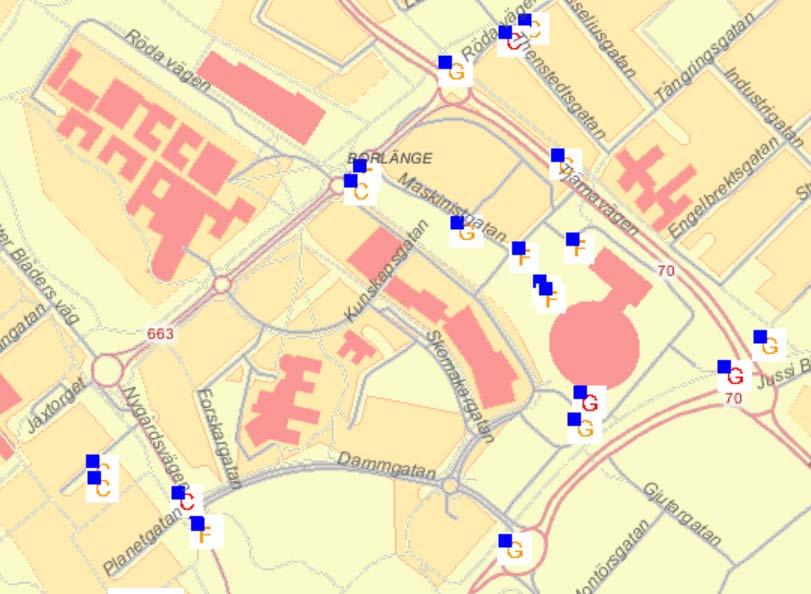 Figur 6-29: Skadefall oskyddade 2003-2011 inom centrala delar av Borlänge. STRADA polisklient.