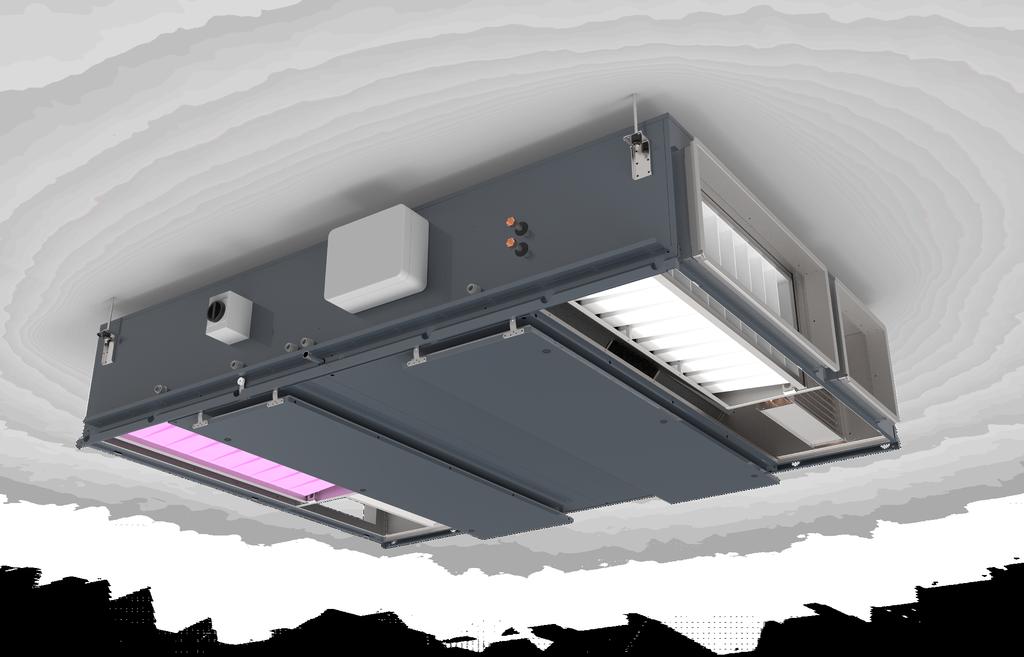 Takmonterat ventilationsaggregat med motströmsvärmeväxlare Ventilationsaggregat med motströmsvärmeväxlare, för kommersiella installationer.