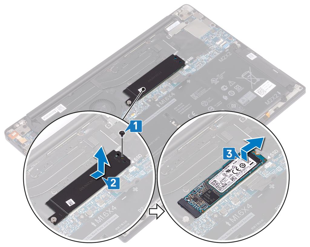 3 Lyft bort SSD-enheten i vinkel och skjut