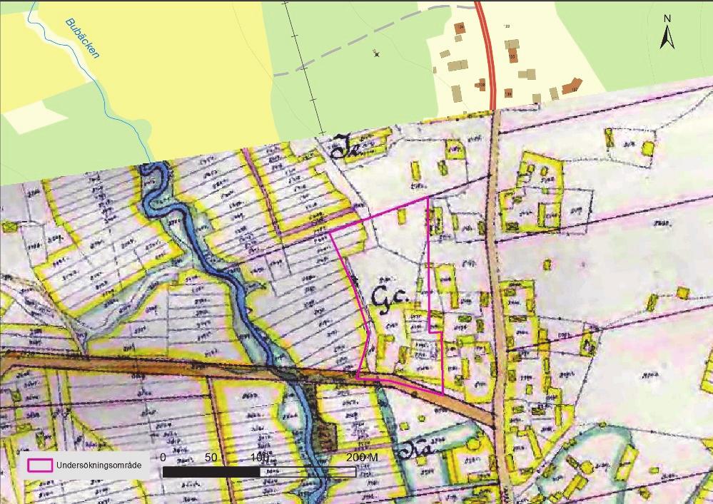 År 1885 har bilden ändrats och nu, vid laga skifte, finns nu flera byggnader inom området och det verkar som om man har en gård med boningshus och ladugård på platsen.