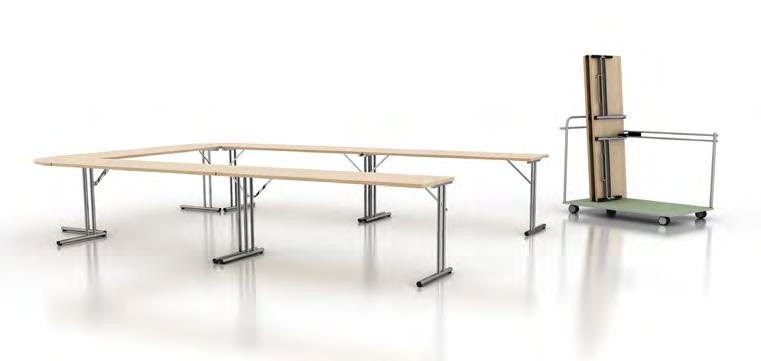 ALLROUND Allround är fällbara bord för lektionssalar, konferensrum mm. Med kopplingsbar mellanskiva kan borden byggas ut. Till Allround finns o kså en praktisk bordsvagn med plats för 18 bord.