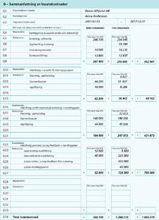 investment (ROI) används för att jämföra kostnader med intäkter för de insatser som valts. Det bygger i sin tur på beräkningar från formulär C och G.