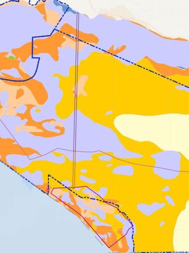 Bottenförhållanden Av Figur 19 framgår att den översta meter av havsbotten i huvudsak utgörs av glacial lera, moränlera och lerig morän samt postglacial sand, grus och finsand.