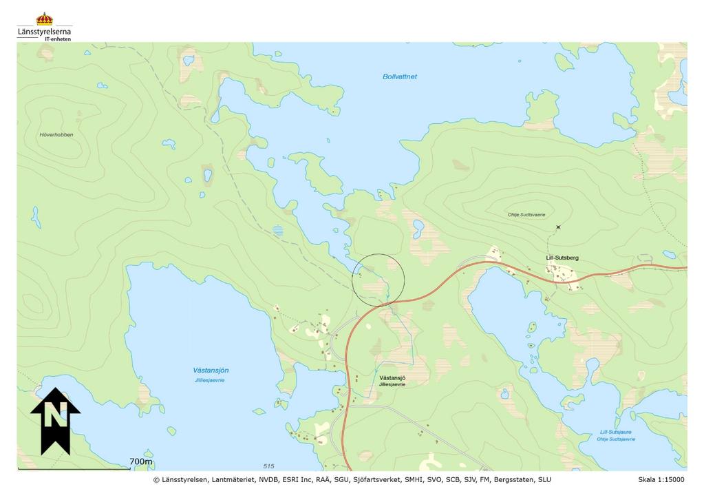 Bilaga 1 5(7) Cirkeln i kartan markerar platsen för planerade åtgärder Länsstyrelsen Västerbotten Storgatan 71 B Växel 010-225 40