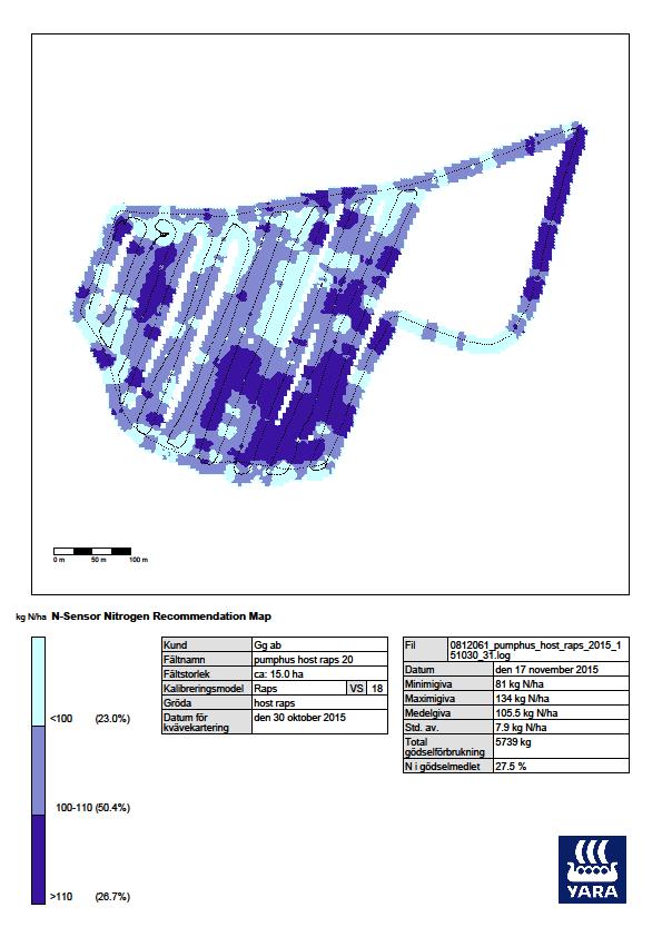 Variation i kvävebehov inom fält - Kvävebehovskarta/styrfil för
