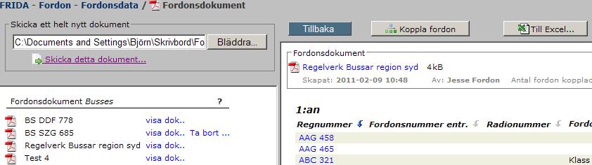 Koppla ett dokument till ett eller flera fordon Nu är det dags att koppla ditt upplagda dokument till ett eller flera fordon.