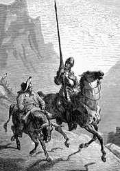 Dolcio 2 Rucio och till höger rider Don Quijote på sin hingst