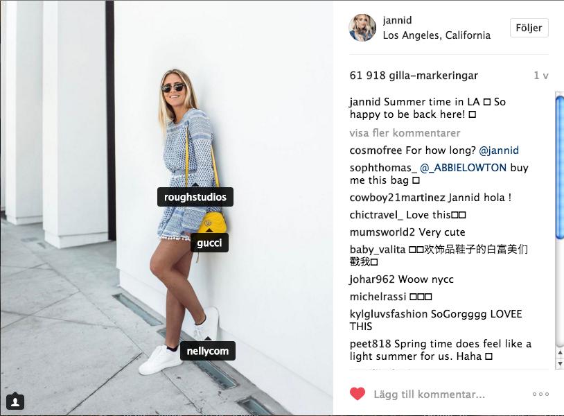 Under the Influence VT 2017 4.1.2. Undersökning av Janni Delérs Instagram Janni Delér är en av Sveriges mest kända influencers med över en miljon följare på Instagram.