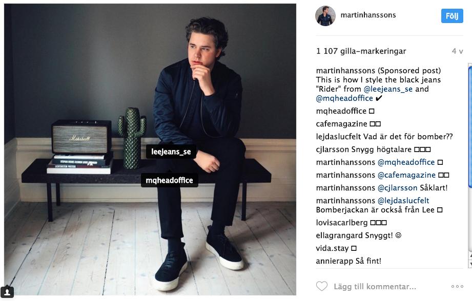 Under the Influence VT 2017 studerat är en outfitbild typisk för Philip Conradssons övriga flöde vilket gör att detta inlägg passar väldigt bra in trots att det är ett sponsrat inlägg.