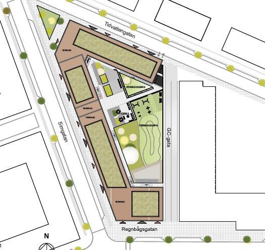 4 (5) Illustration markanvändning bostadskvarter väster om vårdcentralen Upplåtelseformen för bostäderna kommer att vara bostadsrätter.