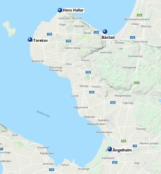 Bjärehalvön, Båstad Ängelholm, 4 nätter Sida 6 av 6 Kust till kustleden på Bjärehalvön Skåneleden är uppdelad i sju olika leder, totalt cirka 1 000 km vandringsled med 78 dagsetapper.