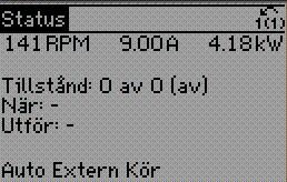 I exemplet har Varvtal, Motorström, Motoreffekt och Frekvens valts som variabler på första och andra raden. 1.1, 1.2 och 1.