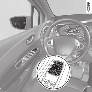 BACKSPEGLAR 2 1 A 3 B C Infällbara ytterbackspeglar När bilen låses upp fälls backspeglarna ut automatiskt (strömställaren 3 i läge B). Backspeglarna fälls in när bilen låses.