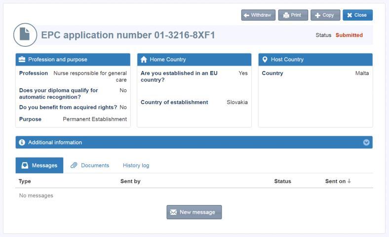 Följ din EPC-ansökan 3 Följ din EPC-ansökan När du har skickat in din ansökan visas den i listan Mina ansökningar på EPC-plattformens förstasida.