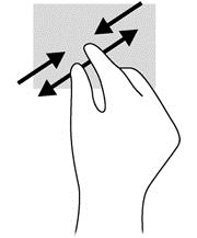 Rotera (endast vissa modeller) Med roteringsfunktionen kan du vända objekt som exempelvis fotografier. Förankra vänster pekfinger på det objekt du vill rotera.