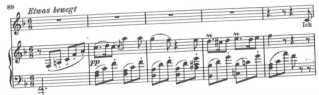 15 F. Schubert, Winterreise, Frühlingstraum. Takt 43-52. ich täumte von lieb um liebe, von einer schönen maid Jag drömde om kärlek och kärlek, om en vacker flicka.