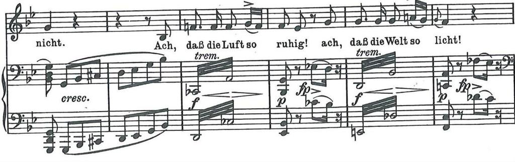 Upptakten är ett F# men sedan går resten av melodin som om det vore F-dur. F. Schubert, Winterreise, Einsamkeit.