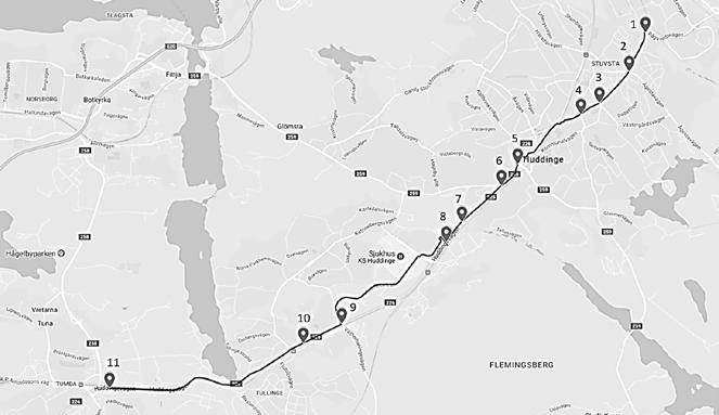 2. Detaljstudie av ett regionalt cykelstråk Som en del av trafiksignalstudien har en detaljstudie genomförts av det regionala cykelstråket Salemstråket utmed Huddingevägen.