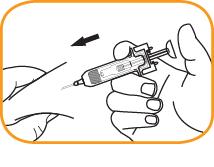 Att injicera lösningen subkutant med luftbubblor är ofarligt. Ta bort skyddet från nålen genom att dra rakt ut och var noga med att inte vidröra nålen eller att låta nålen vidröra någon yta.
