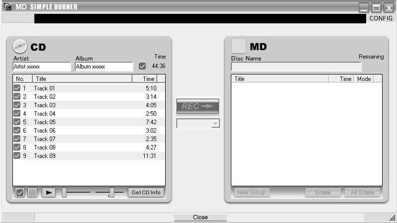Använda MD Simple Burner Innan du använder MD Simple Burner Med MD Simple Burner kan du spela in musikspår från en ljud-cdskiva i cd-enheten på datorn till MD Walkman.