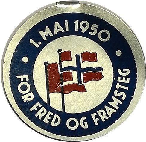 50-årsjubileum.(Pappersmärke) For fred og Framsteg 1.Mai 1950.