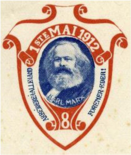 Arbeidere i alleland forener eder! Karl Marx, 8, 1 ste Mai 1912.