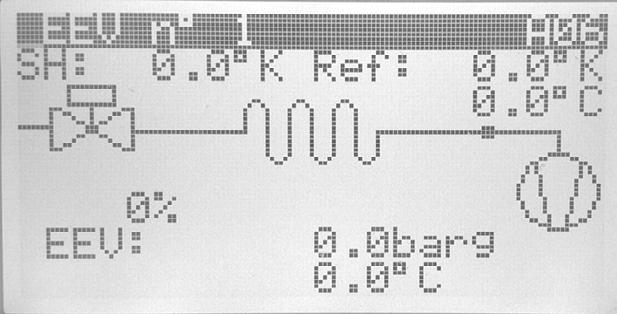 Sida 24 Utan styrutrustning (kod UC, MK, US) I Carel display kan statusinformation läsas ut (Main menu / Status - I/O). Status A01 Värde, exempel Förklaring Compressor: Off 0.0Hz Kompressorfrekvens.