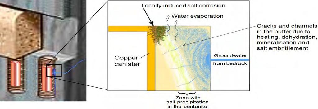 Before the water saturated phase occurs, a lot of salt is expected to have precipitated as discussed above and this could create severe additional copper corrosion in the contact spots.
