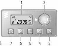 Timer 1 Display : Visar förinställd veckodag eller förinställd dag, aktuell tid eller förinställd tid, temperatur, Z och Y 2 Temperatur : Väljer temperatur 3 l : Justerar upp värdena 4 k : Justerar