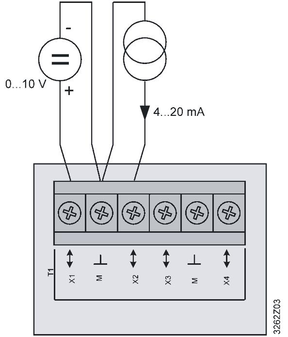 Analoga ingångar (X1 X8) DC 0.