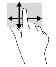 Rulla och flytta objekt Enfingersdragning används oftast för att panorera eller bläddra igenom listor och sidor, men du kan även använda den här gesten för andra åtgärder, t.ex.