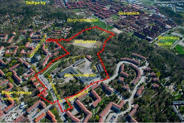 1 Bakgrund Ett planarbete pågår för Bergholmsbacken i Bagarmossen som utpekats som en första utbyggnadsetapp i områdesprogrammet Bagarmossen-Skarpnäck, dnr 2016-19586.