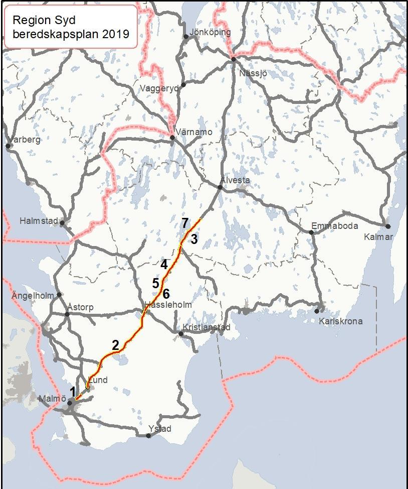 Nr Sträcka Beskrivning Trafikpåverkan 1 Åkarp norra-arlöv Ombyggnation av driftplats Arlöv Trafikstopp Åkarp N-Arlöv natt mot F, V 16, 23:00-09:00, V. 16: Enkelspårsdrift F kl.